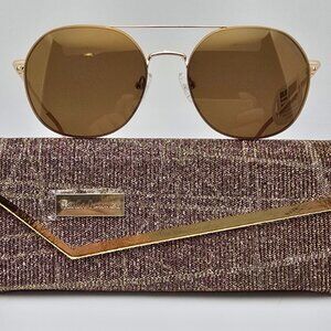 Paula Creamer Bliss Gold Frame Gold Mirror TrueBlue Lens Golf Aviator Sunglasses